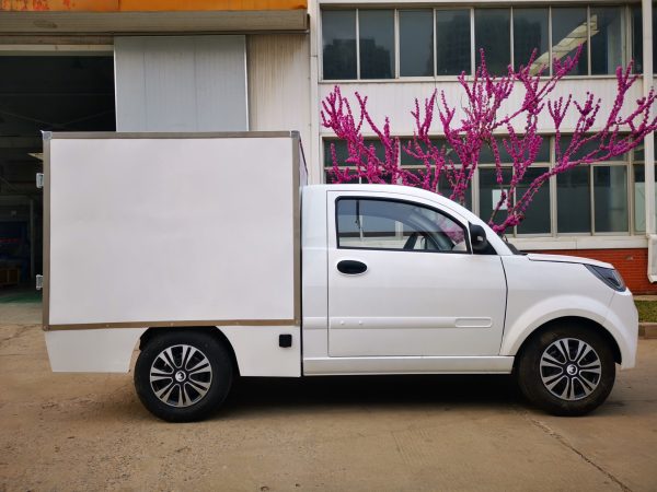 Delivery electric pick up bakkie truck white work vehicle